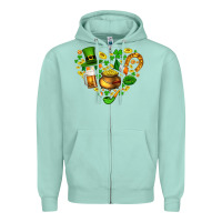 Seafoam St Patricks heart Zipper Hoodie - AdoDesignShop