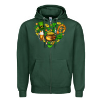 Sports Green St Patricks heart Zipper Hoodie - AdoDesignShop