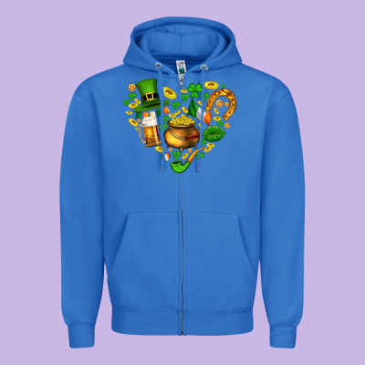 St Patricks Heart Zipper Hoodie Designed By Adodesignshop