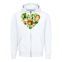 White St Patricks heart Zipper Hoodie - AdoDesignShop