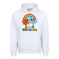 White cn the amazing world of gumball & darwin rainbow portrait pullover hoo Urban Hoodie - linhVisuals
