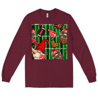 Burgundy american football gnomes Long Sleeve Tee - BundleAndBundleShop