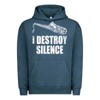 Pigment Midnight Navy Saxophone I Destroy Silence Saxophonist | For Musicians Urban Hoodie - linhVisuals