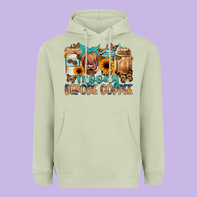 Moody Before Coffee Heavyweight Hoodie Designed By Jahusdesignshop