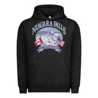 Pigment Black americana niagara falls scene canada america flags sweatshirt Urban Hoodie - linhVisuals