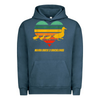 Pigment Midnight Navy mama duck mother of 3 duckling funny mom mommy animal lover t shirt Urban Hoodie - linhVisuals