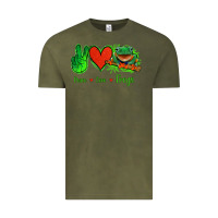 Vintage Olive Peace Love Frogs Vintage Tee - Jasminsmagicworld