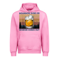 Fuchsia Pink bourbon goes in wisdom comes out vintage t shirt Urban Hoodie - linhVisuals