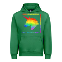Emerald feeling magical but also stabby unicorn rainbow t shirt Urban Hoodie - linhVisuals