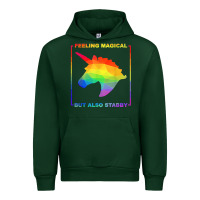 Forest Green feeling magical but also stabby unicorn rainbow t shirt Urban Hoodie - linhVisuals