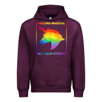 Mauve Wine feeling magical but also stabby unicorn rainbow t shirt Urban Hoodie - linhVisuals