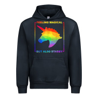Navy feeling magical but also stabby unicorn rainbow t shirt Urban Hoodie - linhVisuals