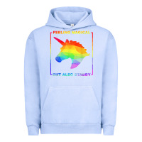 Pigment Grape Ice feeling magical but also stabby unicorn rainbow t shirt Urban Hoodie - linhVisuals