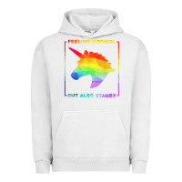 Pigment Lunar Rock feeling magical but also stabby unicorn rainbow t shirt Urban Hoodie - linhVisuals