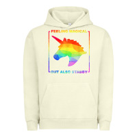 Pigment Pistachio feeling magical but also stabby unicorn rainbow t shirt Urban Hoodie - linhVisuals