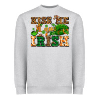 Kiss Me I Am Irish  With Lips And Shamrocks Heavyweight Sweatshirt | Teevron