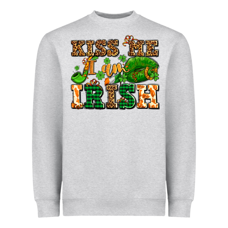 Kiss Me I Am Irish  With Lips And Shamrocks Heavyweight Sweatshirt by AdoDesignShop | Teevron