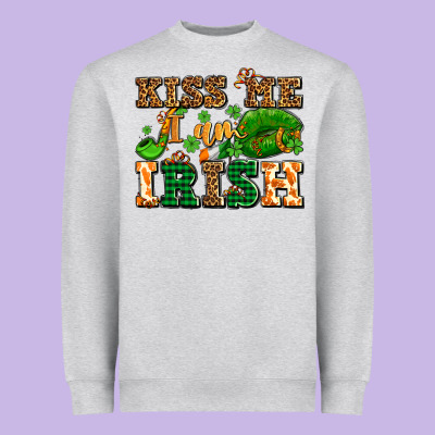 Kiss Me I Am Irish  With Lips And Shamrocks Heavyweight Sweatshirt Designed By Adodesignshop
