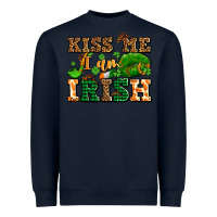 Navy kiss me i am irish  with lips and shamrocks Heavyweight Sweatshirt - AdoDesignShop