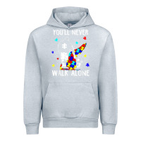 Heather Grey autism dad you will never walk alone support autism son t shirt Urban Hoodie - linhVisuals