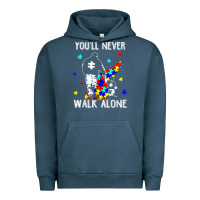 Pigment Midnight Navy autism dad you will never walk alone support autism son t shirt Urban Hoodie - linhVisuals