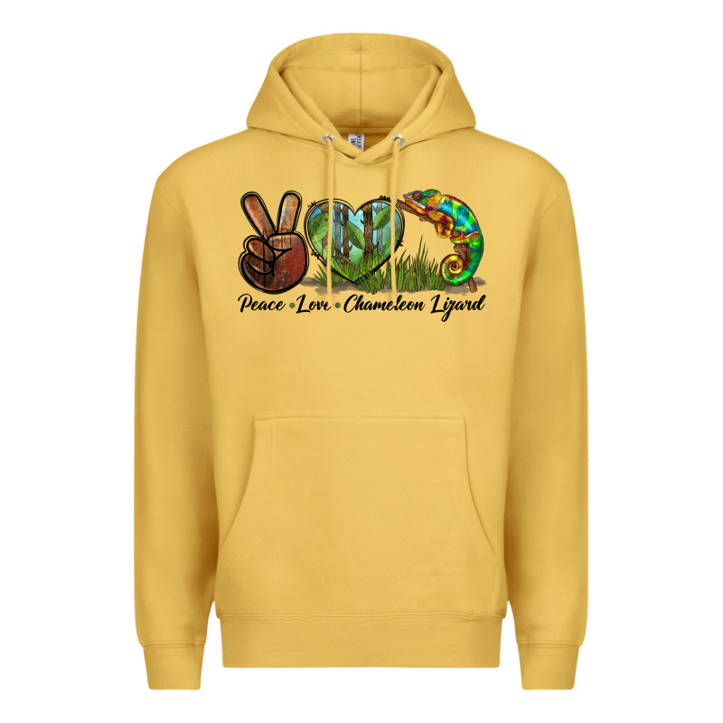 Peace Love Chameleon Lizard Premium Hoodie by LillyAllenDesigns | Teevron