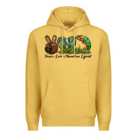 Antique Gold Peace Love Chameleon Lizard Premium Hoodie - LillyAllenDesigns