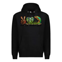 Black Peace Love Chameleon Lizard Premium Hoodie - LillyAllenDesigns
