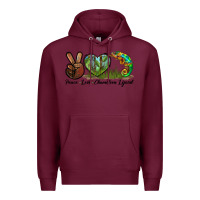Burgundy Peace Love Chameleon Lizard Premium Hoodie - LillyAllenDesigns