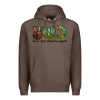Coffee Peace Love Chameleon Lizard Premium Hoodie - LillyAllenDesigns