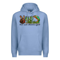 Colony Blue Peace Love Chameleon Lizard Premium Hoodie - LillyAllenDesigns