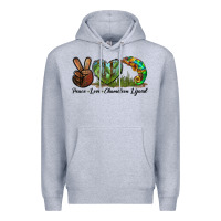 Heather Grey Peace Love Chameleon Lizard Premium Hoodie - LillyAllenDesigns