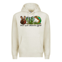Oatmeal Heather Peace Love Chameleon Lizard Premium Hoodie - LillyAllenDesigns