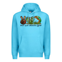 Ocean Blue Peace Love Chameleon Lizard Premium Hoodie - LillyAllenDesigns