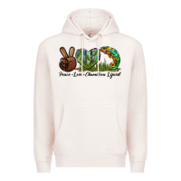 Pale Pink Peace Love Chameleon Lizard Premium Hoodie - LillyAllenDesigns