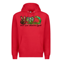 Red Peace Love Chameleon Lizard Premium Hoodie - LillyAllenDesigns