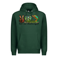 Sports Green Peace Love Chameleon Lizard Premium Hoodie - LillyAllenDesigns
