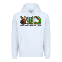 White Peace Love Chameleon Lizard Premium Hoodie - LillyAllenDesigns