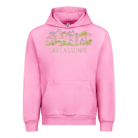Fuchsia Pink carcassonne france unique hand drawn art gift men women t shirt Urban Hoodie - linhVisuals