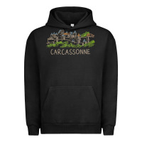 Pigment Black carcassonne france unique hand drawn art gift men women t shirt Urban Hoodie - linhVisuals