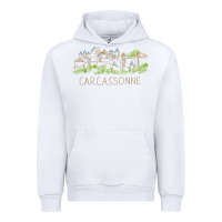 White carcassonne france unique hand drawn art gift men women t shirt Urban Hoodie - linhVisuals