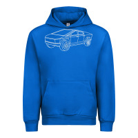 Cobalt cybertrucks line art pocket futuristic ev truck cyber design t shirt Urban Hoodie - linhVisuals