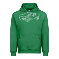 Emerald cybertrucks line art pocket futuristic ev truck cyber design t shirt Urban Hoodie - linhVisuals
