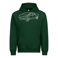 Forest Green cybertrucks line art pocket futuristic ev truck cyber design t shirt Urban Hoodie - linhVisuals