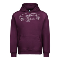 Mauve Wine cybertrucks line art pocket futuristic ev truck cyber design t shirt Urban Hoodie - linhVisuals