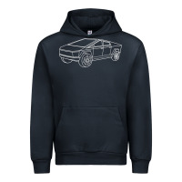 Navy cybertrucks line art pocket futuristic ev truck cyber design t shirt Urban Hoodie - linhVisuals
