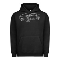 Pigment Black cybertrucks line art pocket futuristic ev truck cyber design t shirt Urban Hoodie - linhVisuals