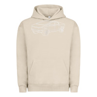 Pigment French Oak cybertrucks line art pocket futuristic ev truck cyber design t shirt Urban Hoodie - linhVisuals