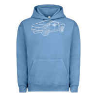 Pigment Pebble Blue cybertrucks line art pocket futuristic ev truck cyber design t shirt Urban Hoodie - linhVisuals