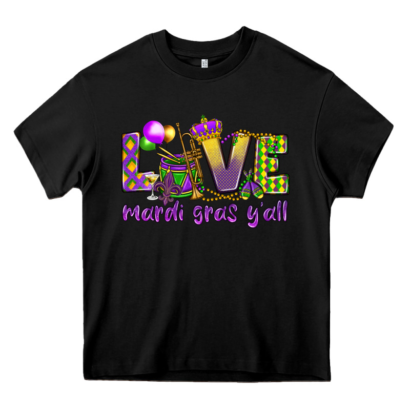 Love Mardi Gras Y'all Heavy Core Tee by HowdyJamesFarm | Teevron